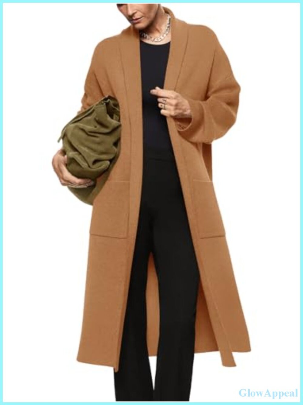 Oversized Long Sleeve Cardigan Sweater Open Front Maxi Coat